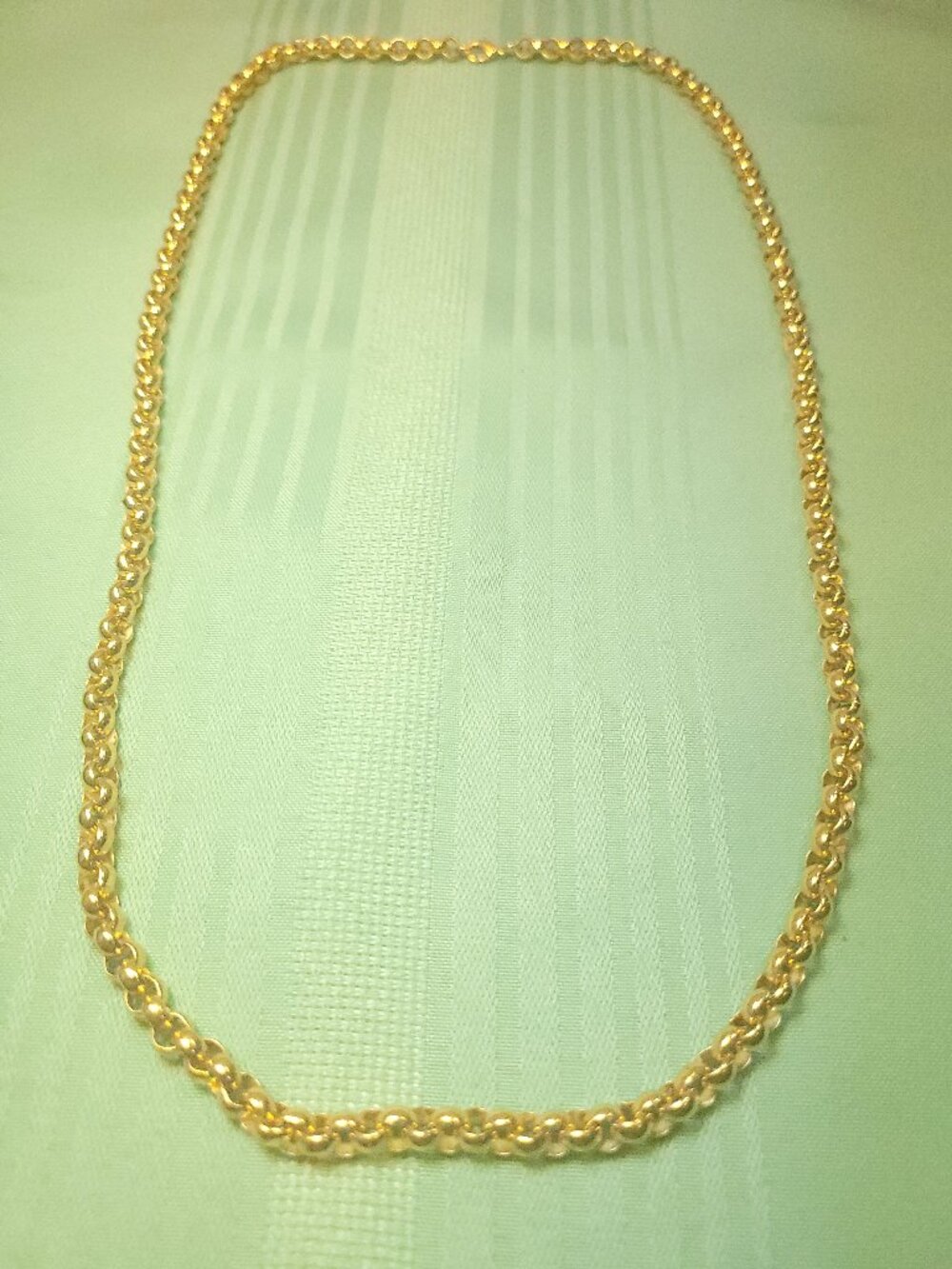 1980s Heavy Gold Tone Rolo Link Chain Necklace 29.5" Long